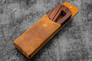 Portable Wooden Stand for MacBook & iPad  - Mahogany - with Leather Carry Sleeve