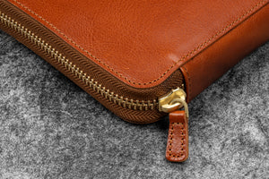 Legacy Leather Zip Pen Case For 6 Pens - A6 - Deep Cognac