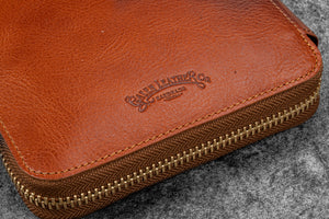 Legacy Leather Zip Pen Case For 12 Pens - A6 - Deep Cognac