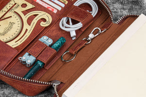 Expansi-Folio Leather Wide A5 Zip Folio - Aged Copper