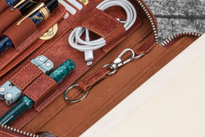 Expansi-Folio Leather Wide A5 Zip Folio - Aged Copper