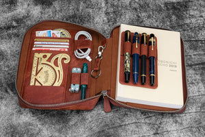 Expansi-Folio Leather Wide A5 Zip Folio - Aged Copper