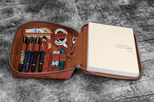 Expansi-Folio Leather Wide A5 Zip Folio - Aged Copper