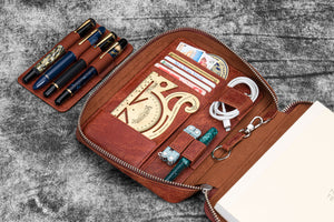 Expansi-Folio Leather Wide A5 Zip Folio - Aged Copper