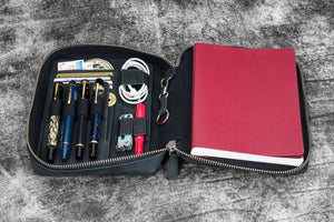 Expansi-Folio Leather Wide A5 Zip Folio - Crazy Horse Graphite