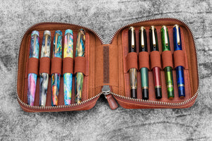 Expansi-Pouch Leather Wide 10 Slots Pen Case - Aged Copper