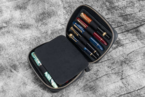 Expansi-Pouch Leather Wide 10 Slots Pen Case - Crazy Horse Graphite