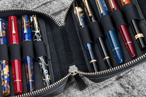 Expansi-Pouch Leather Wide 10 Slots Pen Case - Crazy Horse Graphite