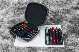 Expansi-Pouch Leather Wide 10 Slots Pen Case - Crazy Horse Graphite