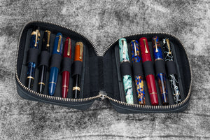 Expansi-Pouch Leather Wide 10 Slots Pen Case - Crazy Horse Graphite