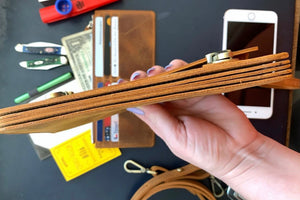 Leather Accordion Pouch / Bag - C.H. Brown