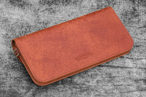 Leather Accordion Pouch / Bag - Aged Copper