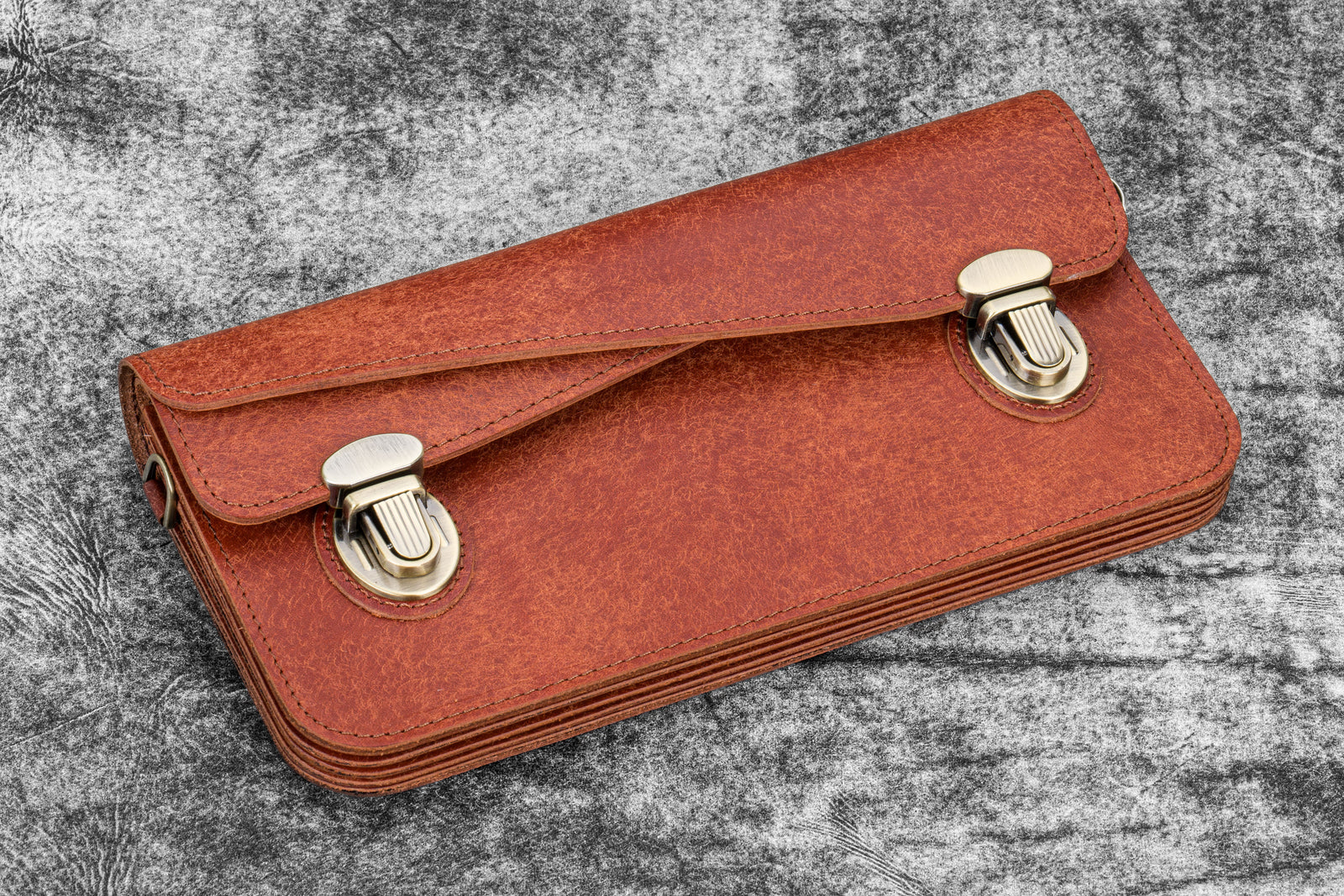 Leather Accordion Pouch / Bag - Aged Copper
