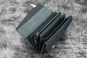 Leather Accordion Pouch / Bag - Crazy Horse Graphite