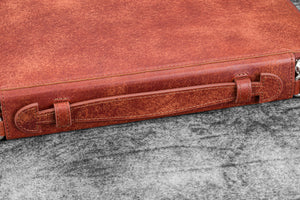 Leather Compendium Bag - A4 Zippered Folio Organizer - Aged Copper