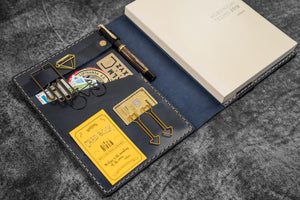 Leather Leuchtturm1917 A5 Notebook Cover - Crazy Horse Navy Blue