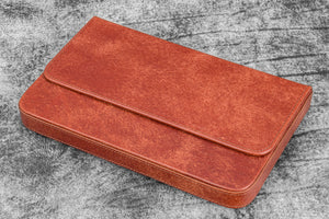Leather Magnum Opus 12 Slots Hard Pen Case with Removable Pen Tray - Aged Copper