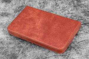 Leather Magnum Opus 12 Slots Hard Pen Case with Removable Pen Tray - Aged Copper
