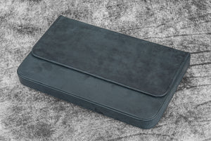 Leather Magnum Opus 12 Slots Hard Pen Case with Removable Pen Tray - Crazy Horse Graphite