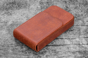 Leather Magnum Opus 3 Slots Hard Pen Case with Removable Pen Tray - Aged Copper