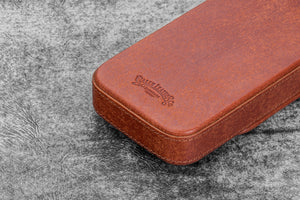 Leather Magnum Opus 3 Slots Hard Pen Case with Removable Pen Tray - Aged Copper