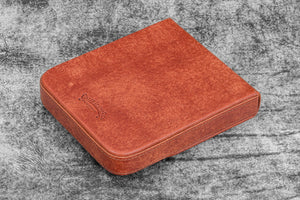Leather Magnum Opus 6 Slots Hard Pen Case with Removable Pen Tray - Aged Copper