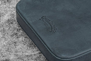 Leather Magnum Opus 6 Slots Hard Pen Case with Removable Pen Tray - Crazy Horse Graphite
