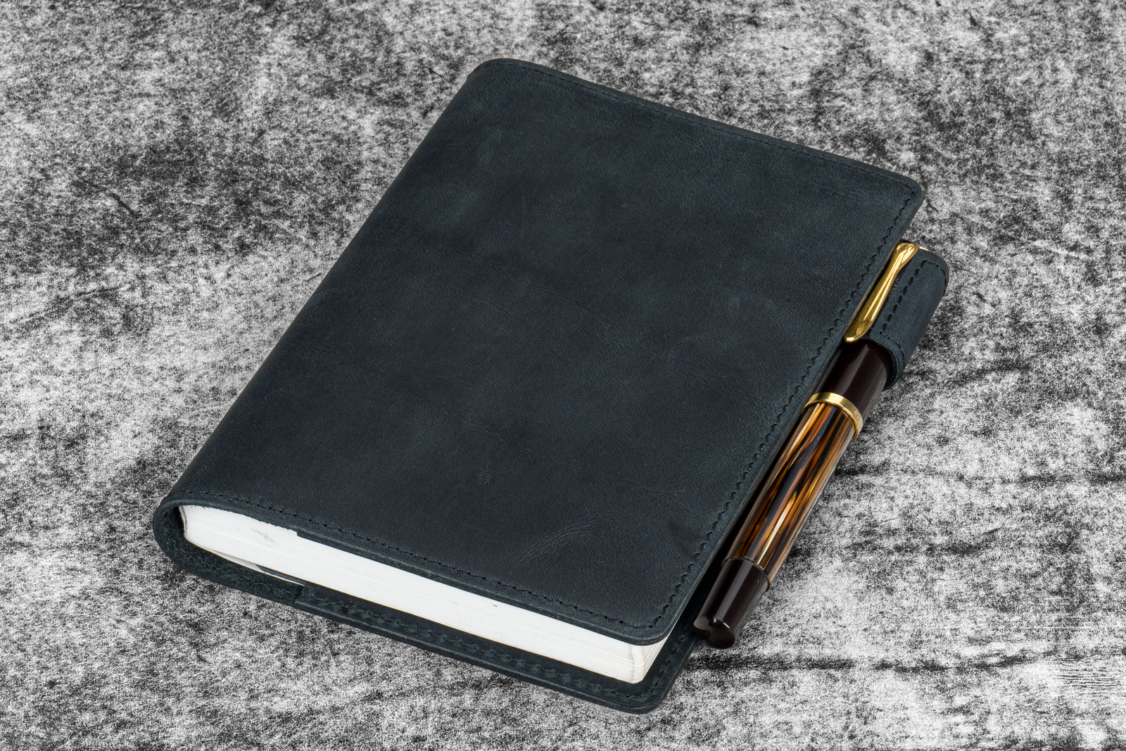 Leather Slim A6 Notebook / Planner Cover - Crazy Horse Graphite