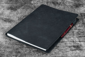 Leather Slim B5 Notebook / Planner Cover - Crazy Horse Graphite