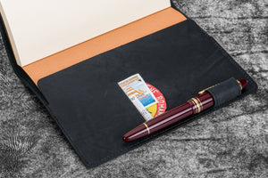 Leather Slim B6 Notebook / Planner Cover - Crazy Horse Graphite