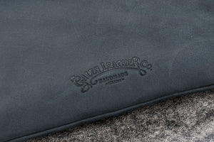 Leather Slip-N-Zip 4 Slots Zippered Pen Pouch - Crazy Horse Graphite