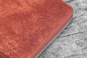 Leather Zippered 20 Slots Pen Case - Aged Copper