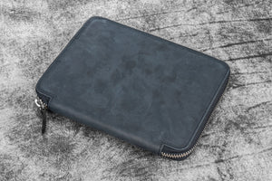 Leather Zippered 20 Slots Pen Case - Crazy Horse Graphite