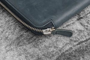 Leather Zippered 20 Slots Pen Case - Crazy Horse Graphite