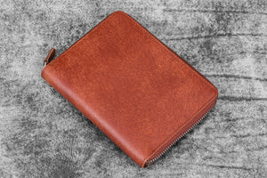 Leather Zippered 5 Slots Pen Case - Aged Copper