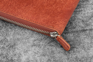 Leather Zippered 5 Slots Pen Case - Aged Copper
