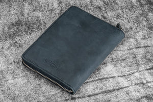 Leather Zippered 5 Slots Pen Case - Crazy Horse Graphite