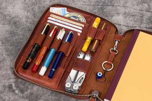 Leather Zippered A5 Leuchtturm1917 Notebook Folio - Aged Copper