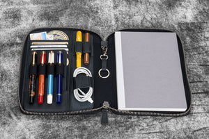 Leather Zippered A5 Leuchtturm1917 Notebook Folio - Crazy Horse Graphite