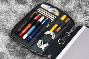 Leather Zippered A5 Leuchtturm1917 Notebook Folio - Crazy Horse Graphite