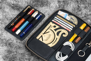 Leather Zippered A5 Leuchtturm1917 Notebook Folio - Crazy Horse Graphite