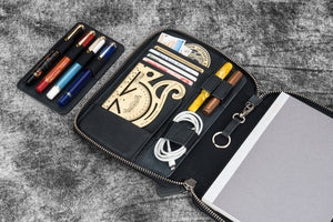 Leather Zippered A5 Leuchtturm1917 Notebook Folio - Crazy Horse Graphite