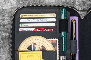 Leather Zippered B6 / B6 Slim Planner Folio - Crazy Horse Graphite