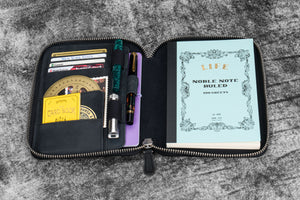 Leather Zippered B6 / B6 Slim Planner Folio - Crazy Horse Graphite