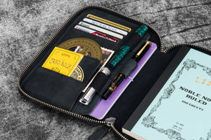 Leather Zippered B6 / B6 Slim Planner Folio - Crazy Horse Graphite