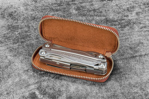 Leather Zippered Double Pen Case for Kaweco - Pocket Pen - Aged Copper