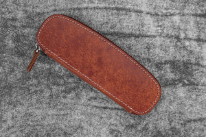 Leather Zippered Duo Slim Pen Case for 2 Pens - Aged Copper