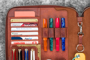 Leather Zippered Leuchtturm1917 B5 & Extra Large Moleskine Folio - Aged Copper