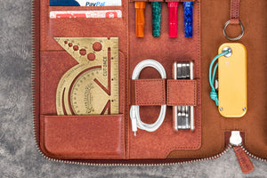 Leather Zippered Leuchtturm1917 B5 & Extra Large Moleskine Folio - Aged Copper