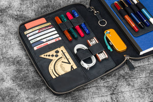 Leather Zippered Leuchtturm1917 B5 & Extra Large Moleskine Folio - Crazy Horse Graphite